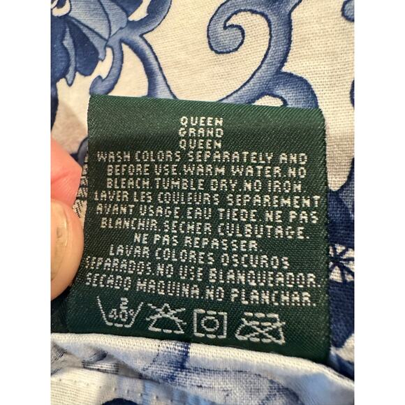 Ralph Lauren Porcelain Rosette QUEEN Flat Sheet Blue EUC - Picture 7 of 7